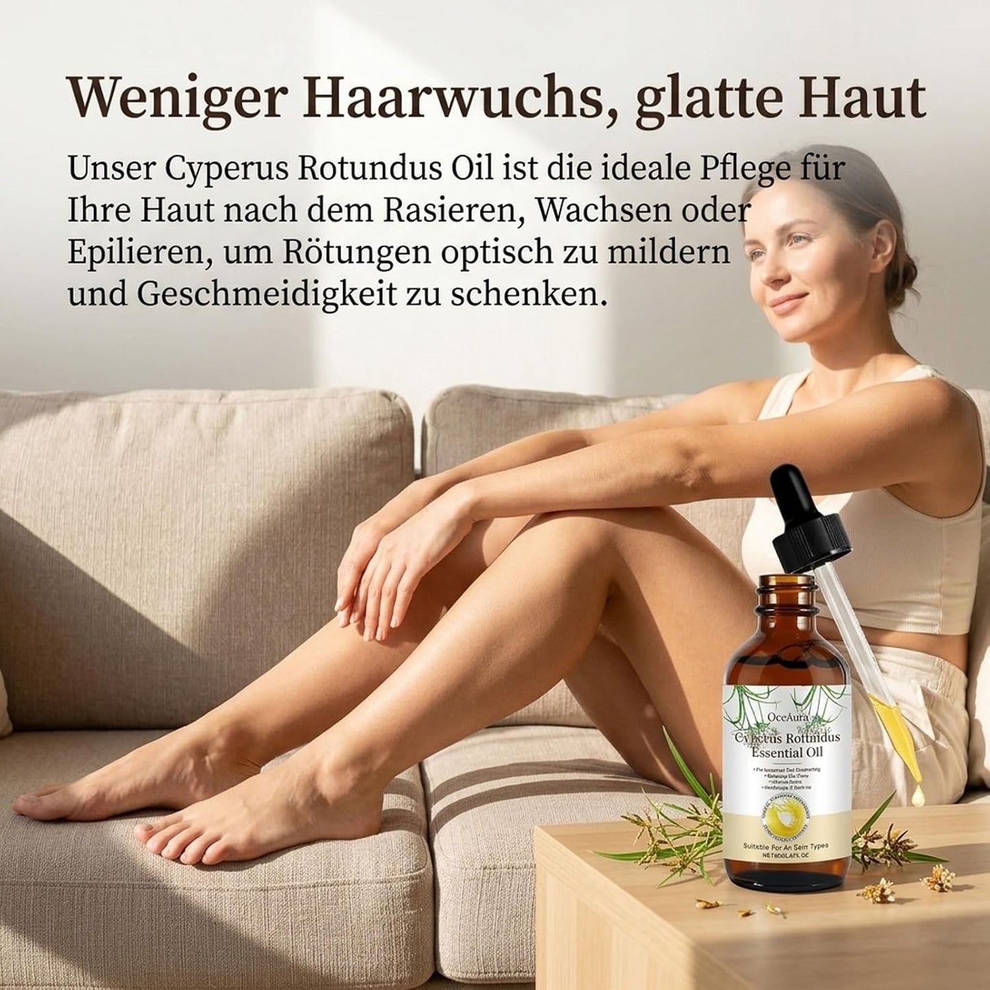 Cyperus Rotundus Oil Zur Haarentfernung, Cyperus Rotundus Öl Reduziert Eingewachsene Haare Nach Der Rasur, Natürliches Körper & Gesicht Hair Removal Cyperus Oil, Leichtes & Sanfte Körperpflege, 2PCS